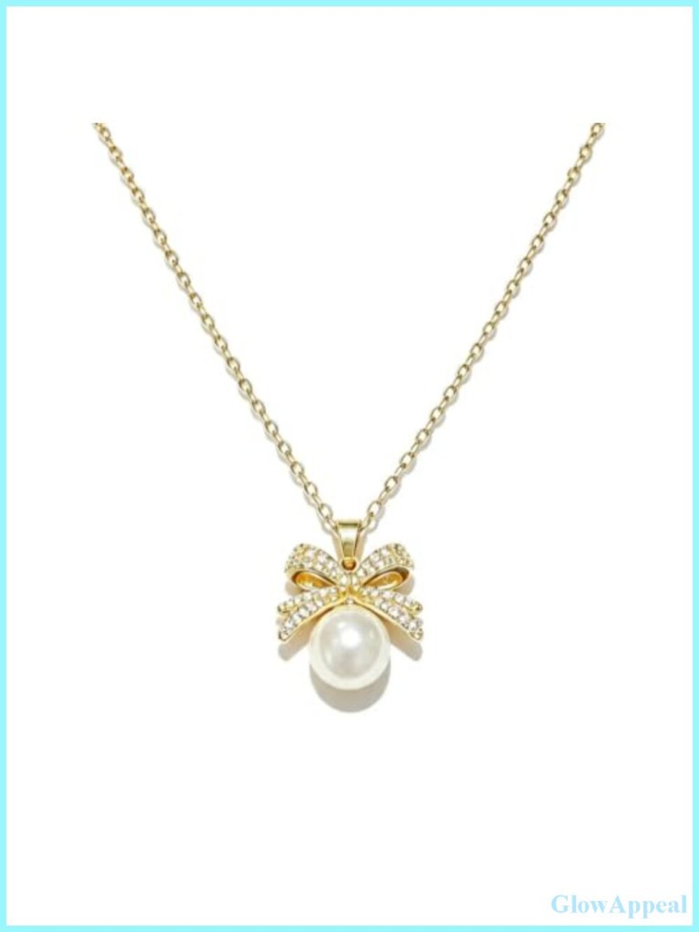 Bow Pearl Drop Necklace Adjustable Pendant Titanium Steel Jewelry
